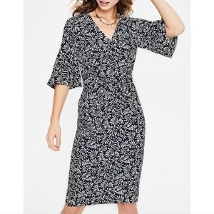 Boden Ines Floral Olive Branch Leaf Print Dress